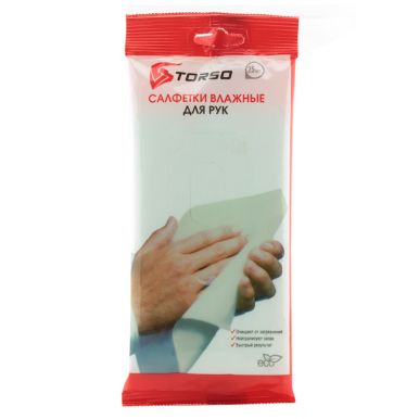Влажные салфетки TORSO, для очистки рук, 25 шт, 15х16 см