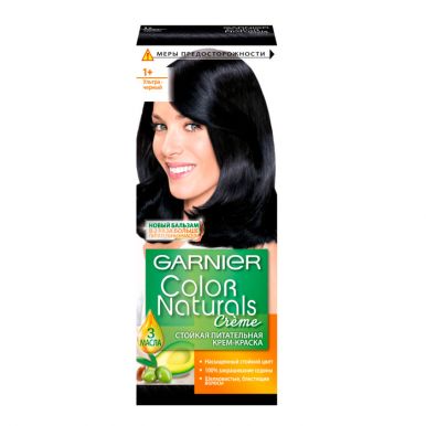 Garnier стойкая питательная крем-краска для волос Color Naturals, тон 1+, цвет: ультра Черный, 110 мл