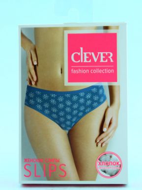 Трусы женские Clever 54-3XL, джинсовый-молочный C767