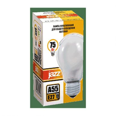 Лампа накаливания Jazzway, a55 240v, 75w, e27, frosted Jazzway