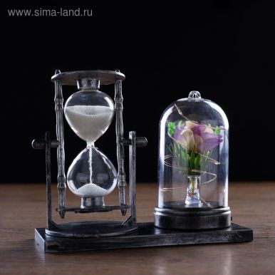 Часы песочные с подсветкой дизайн роза 15*9*14см 4154490