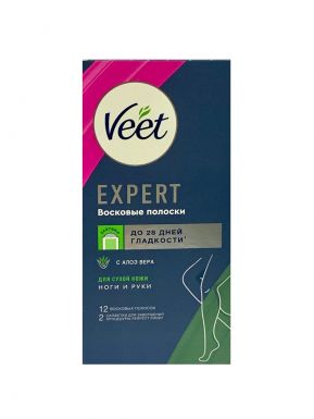 VEET EXPERT полоски восковые д/сухой кожи 12шт