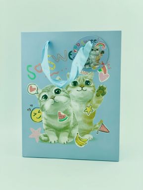 Пакет подарочный дизайн милые котята 18*10*23см E0362S
