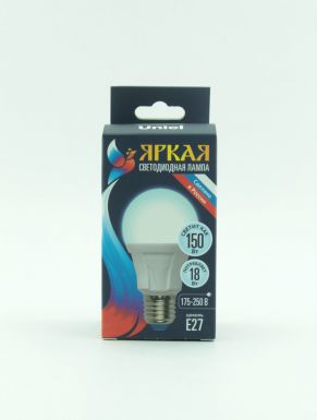 Лампа светодиодная Uniel, LED-A60 18W/4000K/E27/FR PLP01WH, матовая, белый свет (4000K)