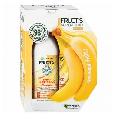 GARNIER Fructis набор подарочный: шампунь д/волос 350мл банан, бальзам д/волос 350мл банан