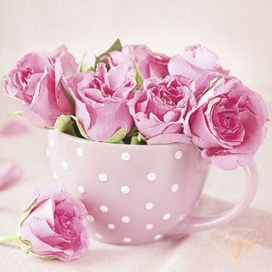 PAW салфетки ланч столовые розы в чашке 3сл. 33*33см 20шт TL571000