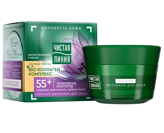 ЧИСТАЯ ЛИНИЯ фито-крем д/лица ночной от 55лет шлемник и морошка 45мл
