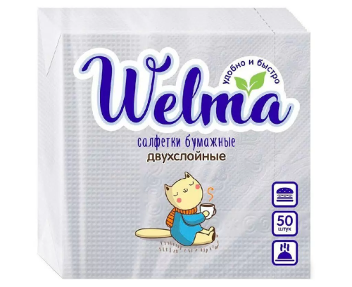 WELMA салфетки столовые пастельных тонов 2сл. 50шт