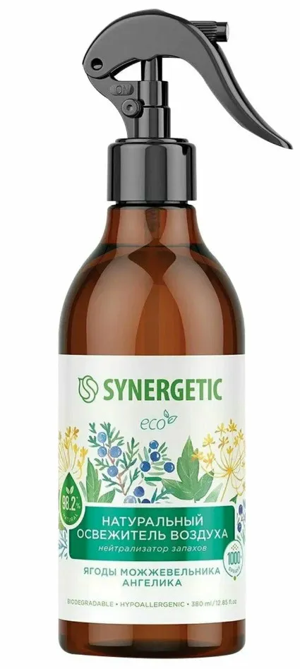 SYNERGETIC освежитель воздуха гипоаллергенный ягоды можжевельника и ангелика 380мл (6)