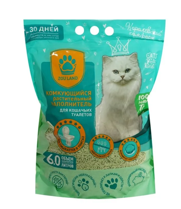 ZOU LAND наполнитель д/туалета тофу зеленый чай 2,5кг