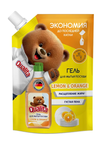 QUALITA средство д/мытья посуды lemon&orange мяг.уп. 500мл (12)