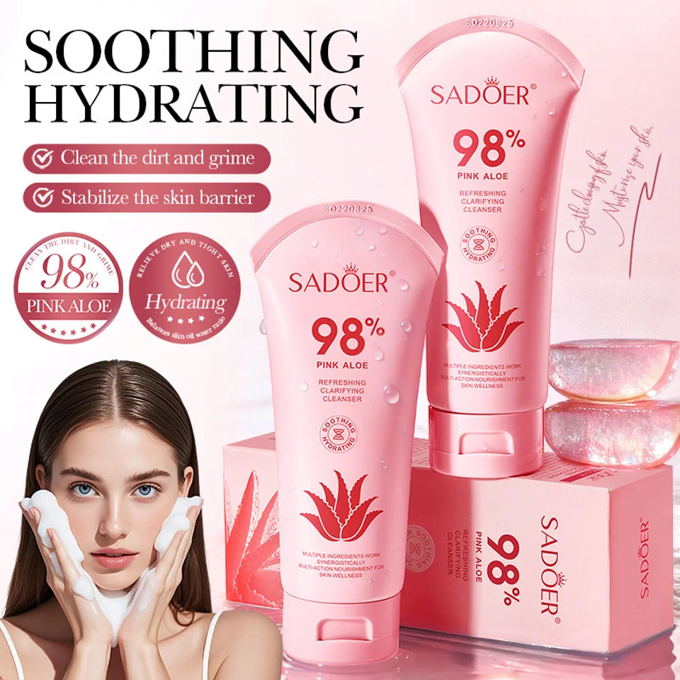 SADOER пенка д/умывания успокаивающая с алоэ 98% pink aloe 100г