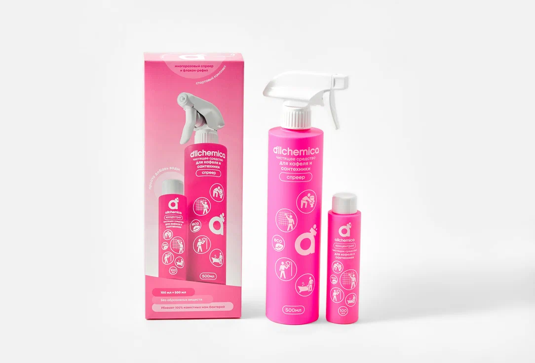 АЛХИМИКА средство кислотное моющее д/сантехники и кафеля рефил 100мл+спреер 500мл