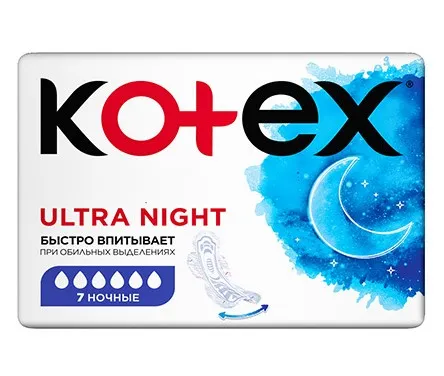 KOTEX прокладки ultra dry&soft ночные 7шт