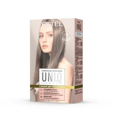 ESTEL UNIQ Sense краска-блеск д/волос без аммиака 7/1 русый пепельный