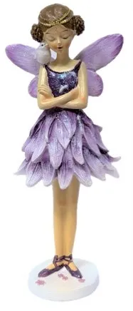 Сувенир полистоун девочка-бабочка в сиреневом платье с птичкой на плече 9,5*9*21см 10860012
