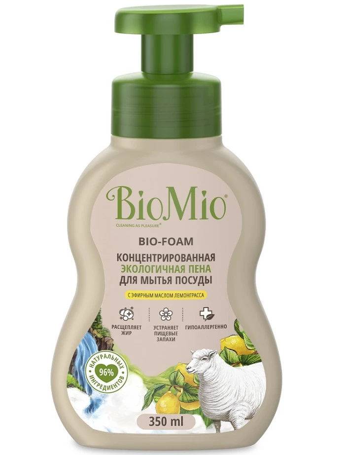 BIOMIO пена д/мытья посуды bio-foam лемонграсс 350мл