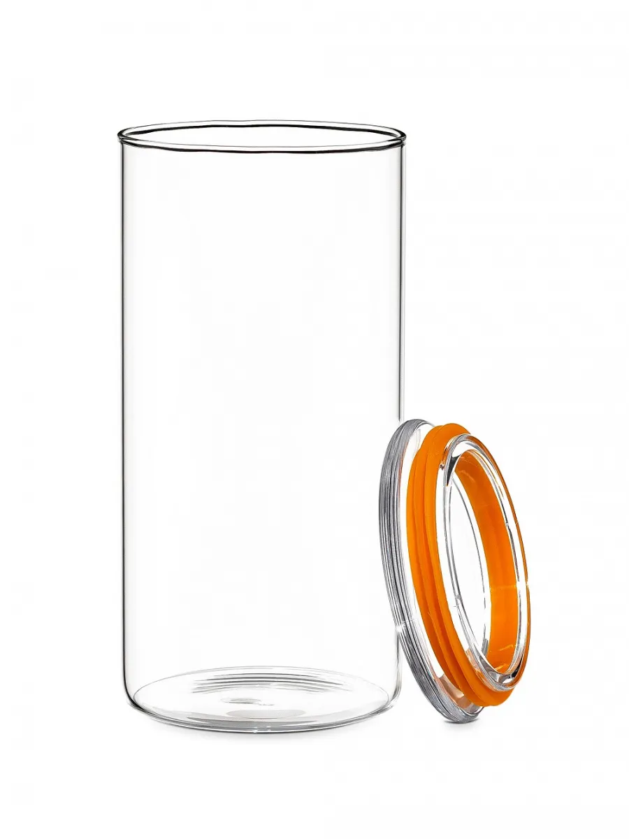 TECO банка д/сыпучих продуктов из стекла 1,2л c оранжевой вставкой TC-J1200-02OR