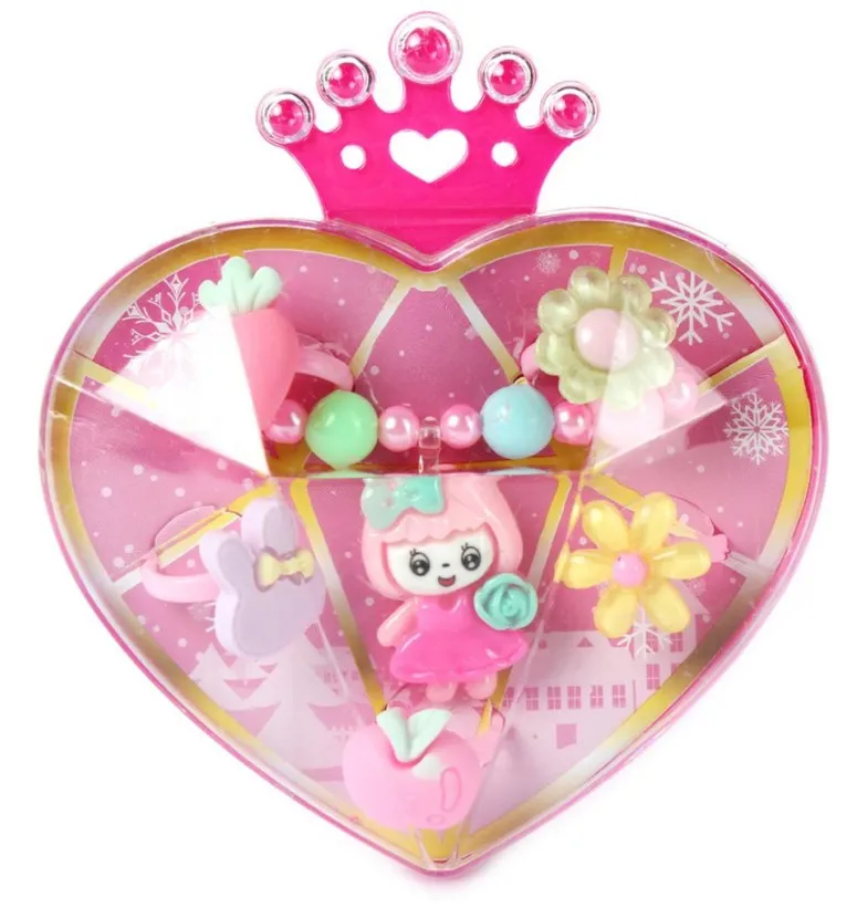 Набор украшений д/девочек кольцо 5шт ожерелье 1628-1B