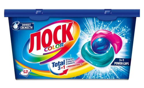 ЛОСК капсулы д/стирки power caps color 12 шт