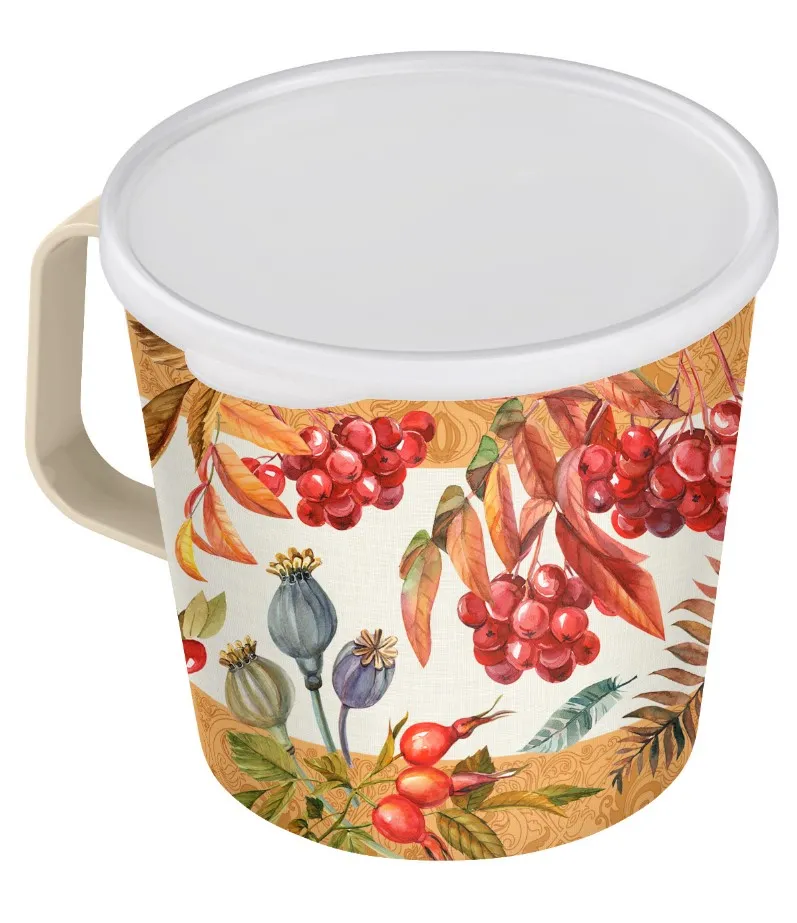 IDILAND кружка-контейнер 750мл декор бежевый 222141827/09