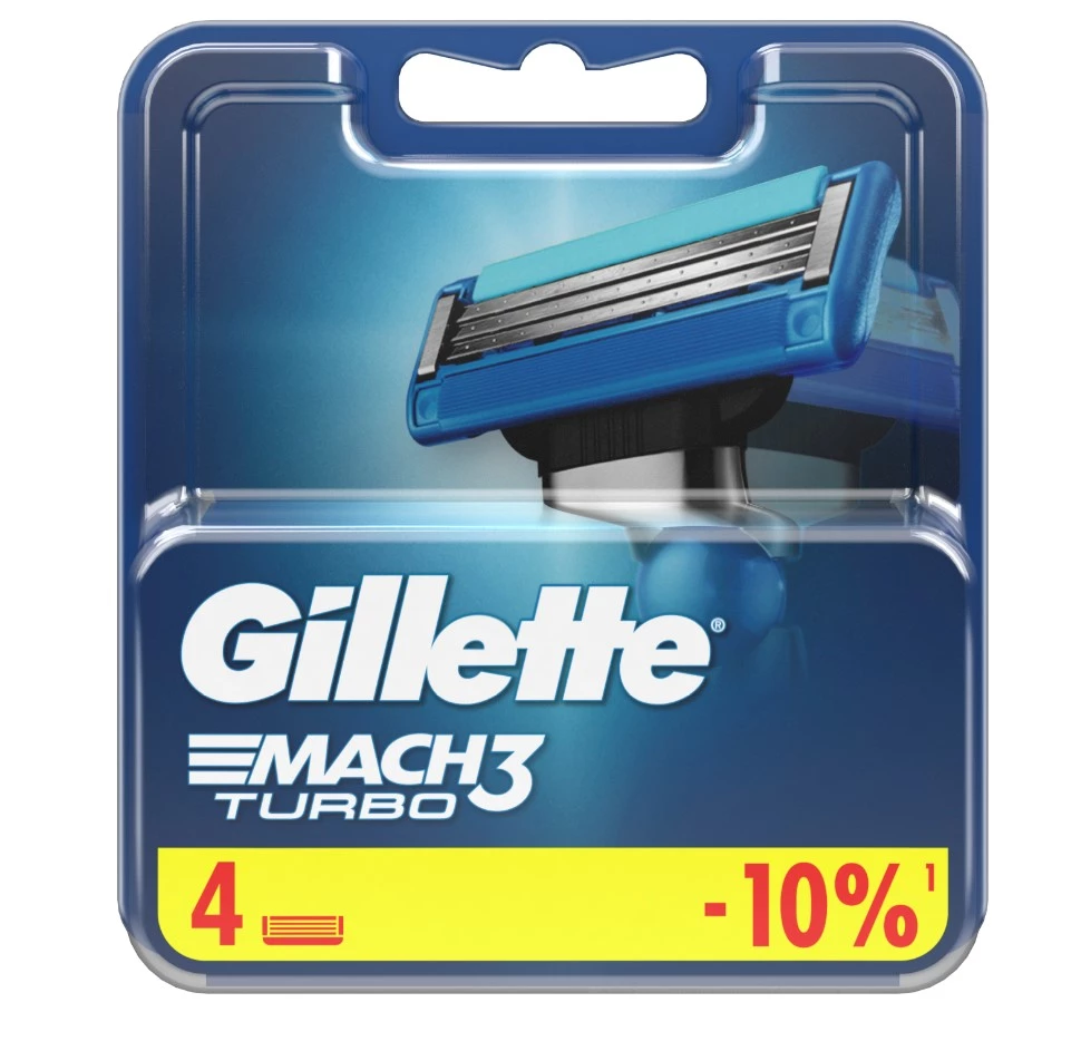 GILLETTE Mach3 кассеты сменные д/бритья муж. turbo 4шт 858/627/482