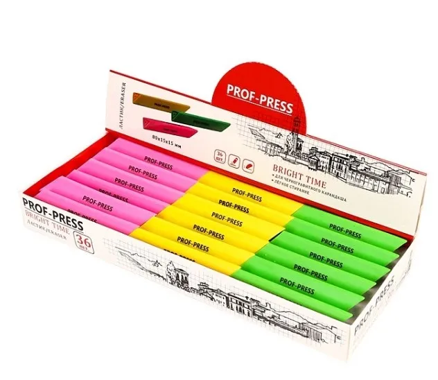 Ластик цветной треугольный bright time 8*1,5*1,5см ЛС-0083