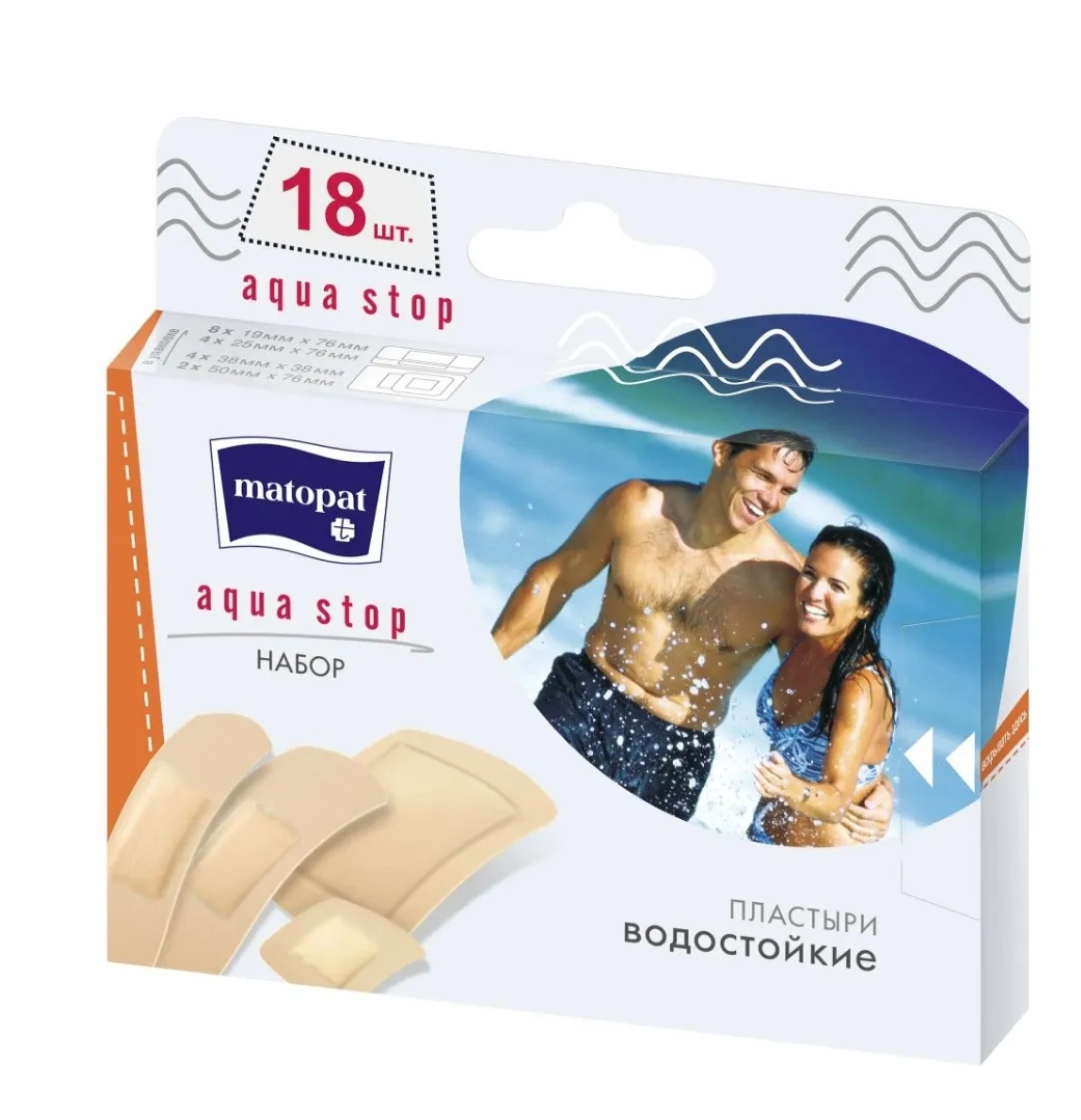 MATOPAT пластырь водостойкий aqua stop 18шт