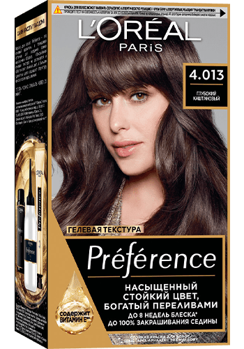 LOREAL PREFERENCE RECITAL краска д/волос т.4.013 париж глубокий каштан                             