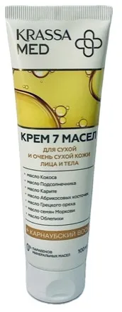 KRASSA MED крем д/лица и тела питательный 7 масел+ д/сухой и очень сухой кожи 100мл
