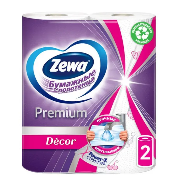 ZEWA Expert Decor полотенца бумажное втулка 3сл. 2 рулона