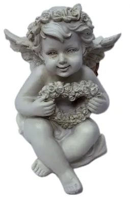 Сувенир полистоун ангелочек с венком из роз в форме сердца 11*9*8,4см 9229295