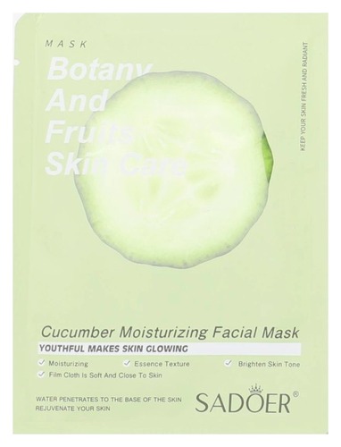 Sadoer Маска для лица тканевая увлажняющая с экстрактом огурца Botany And Fruits, 25 г