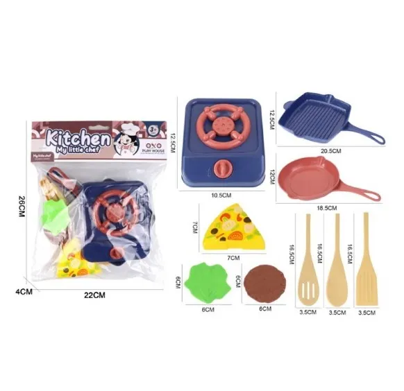 Набор игровой кухня: плита, столовые приборы, посуда, продукты 1001849