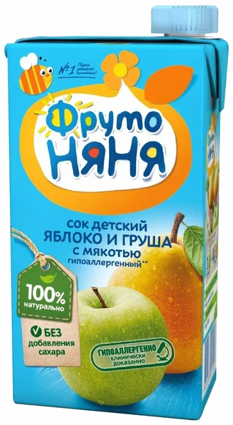 Дет пит Фрутоняня Сок яблоко-груша б/сахара 500мл т/п; 15