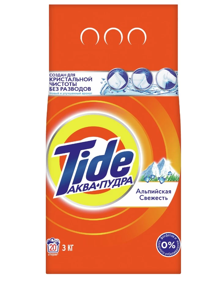 TIDE порошок стир automat альпийская свежесть 3000г