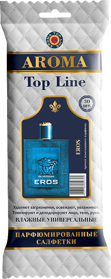 TOP LINE салфетки влажные универсальные парфюмированные versace eros муж №19-3