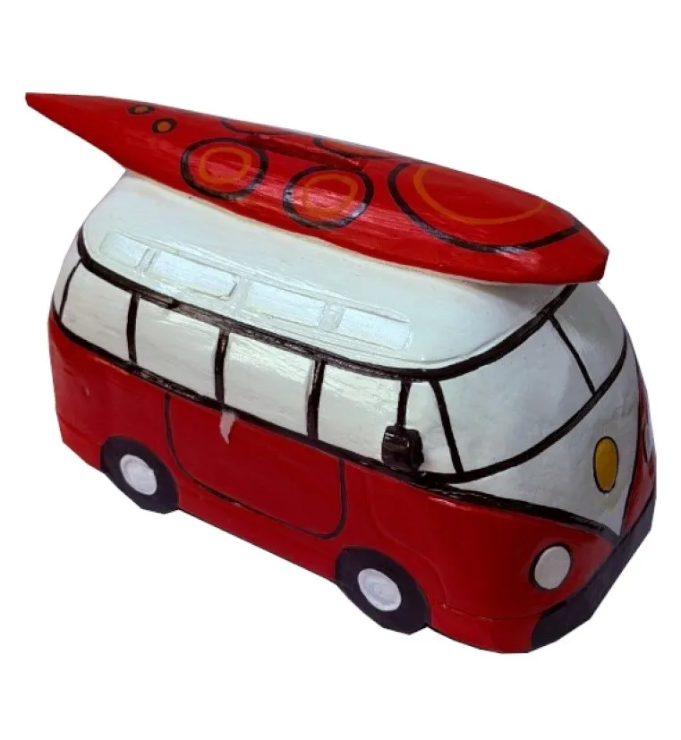 Копилка микроавтобус красный дерево 24*12*13,5см 10615662