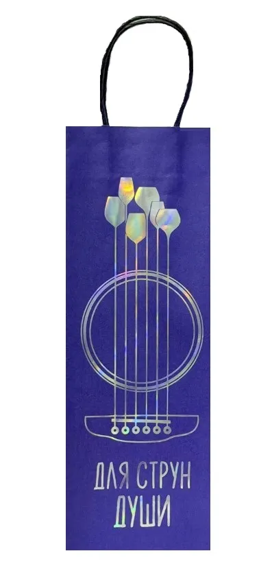 Пакет д/бутылки 13*36*8см крафт струны 88149