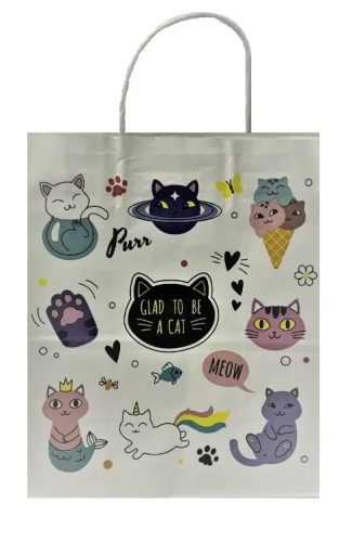 Пакет подарочный крафт коты 22*27*12см 9373276 (10)
