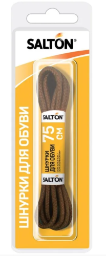 SALTON шнурки д/обуви цв.коричневый круглые с пропиткой 75см