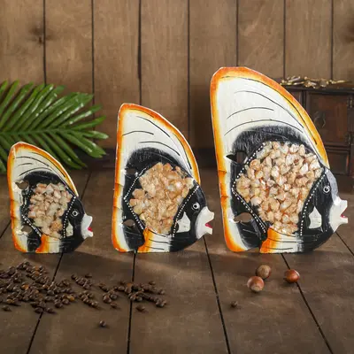 Набор фигурок рыбки с оранжевым краем дерево 20*8*25см 3шт 4165691