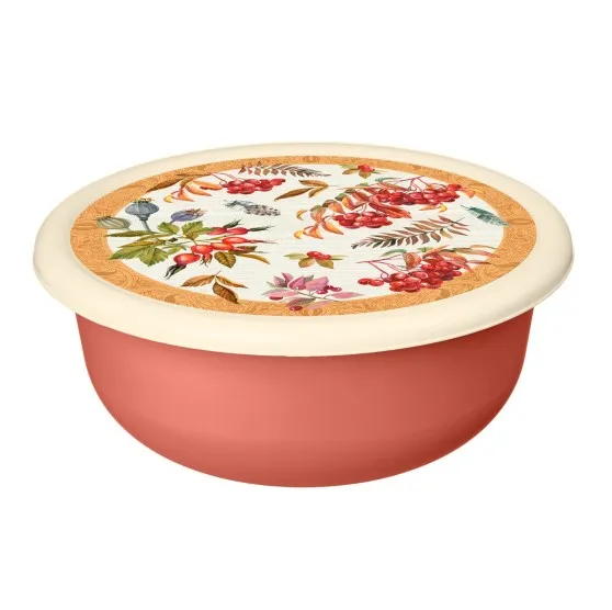 IDILAND миска с крышкой 2,1л декор оранжевый 222143305/04