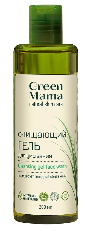GREEN MAMA гель д/умывания очищающий с антиоксидантами зеленого чая 200мл