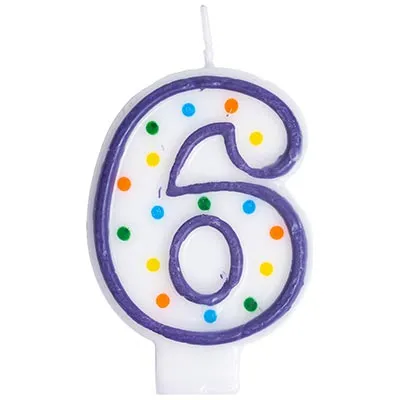 ВЕСЕЛАЯ ЗАТЕЯ свеча-цифра №6 7,6см 1502-0147