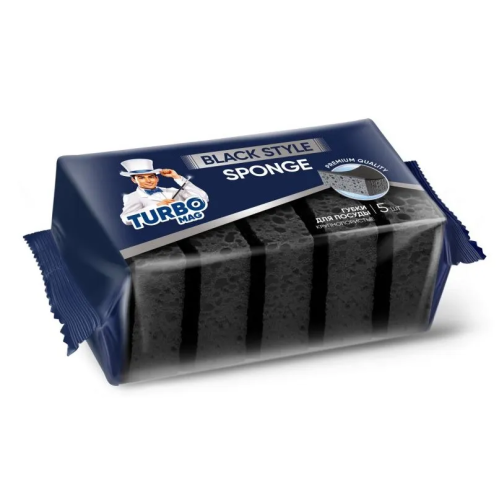 TURBOMAG губка д/посуды крупнопористая black style 5шт