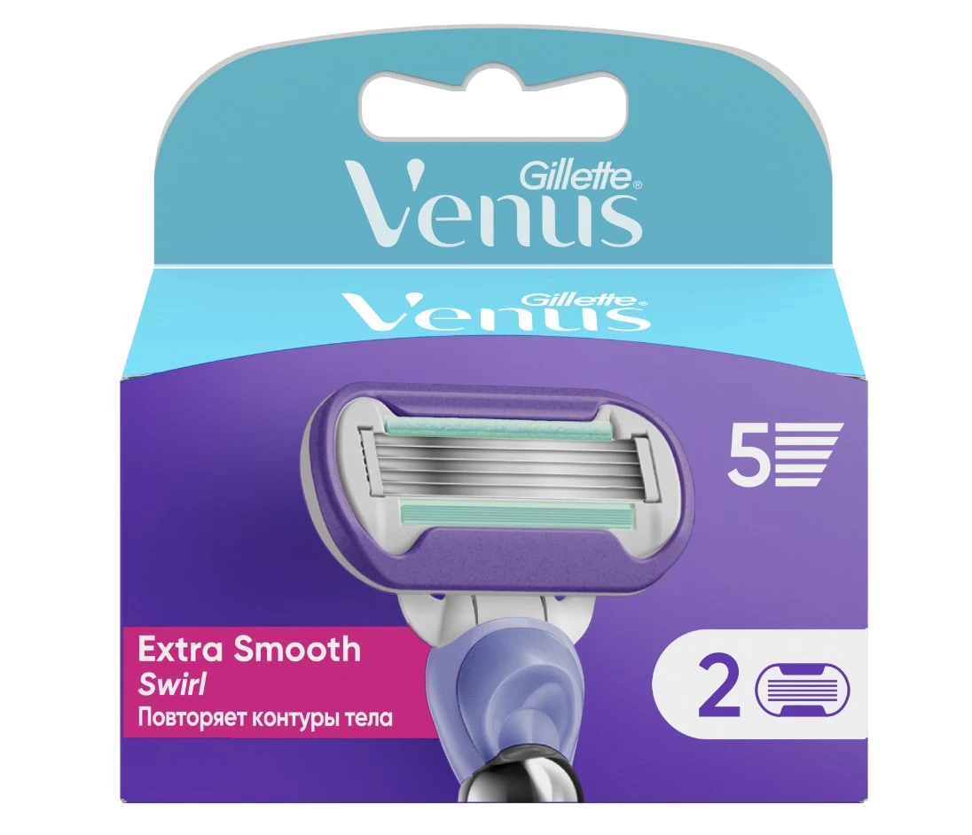 GILLETTE кассеты сменные д/бритья venus swirl жен. 2шт
