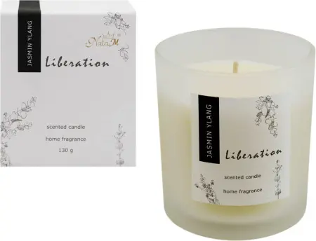 NATA M свеча аромат. в стакане краски природы жасмин иланг-иланг цв.белый 130г