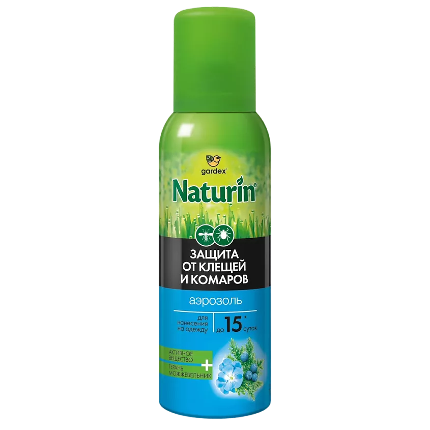 GARDEX Naturin аэрозоль от комаров и клещей на одежду 100мл/24