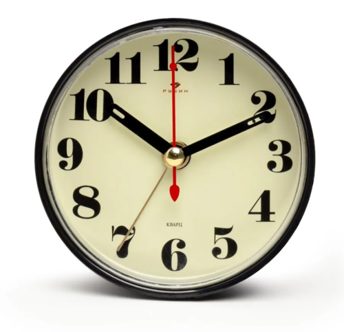 РУБИН будильник кварц цв.черный классика В7-006/40